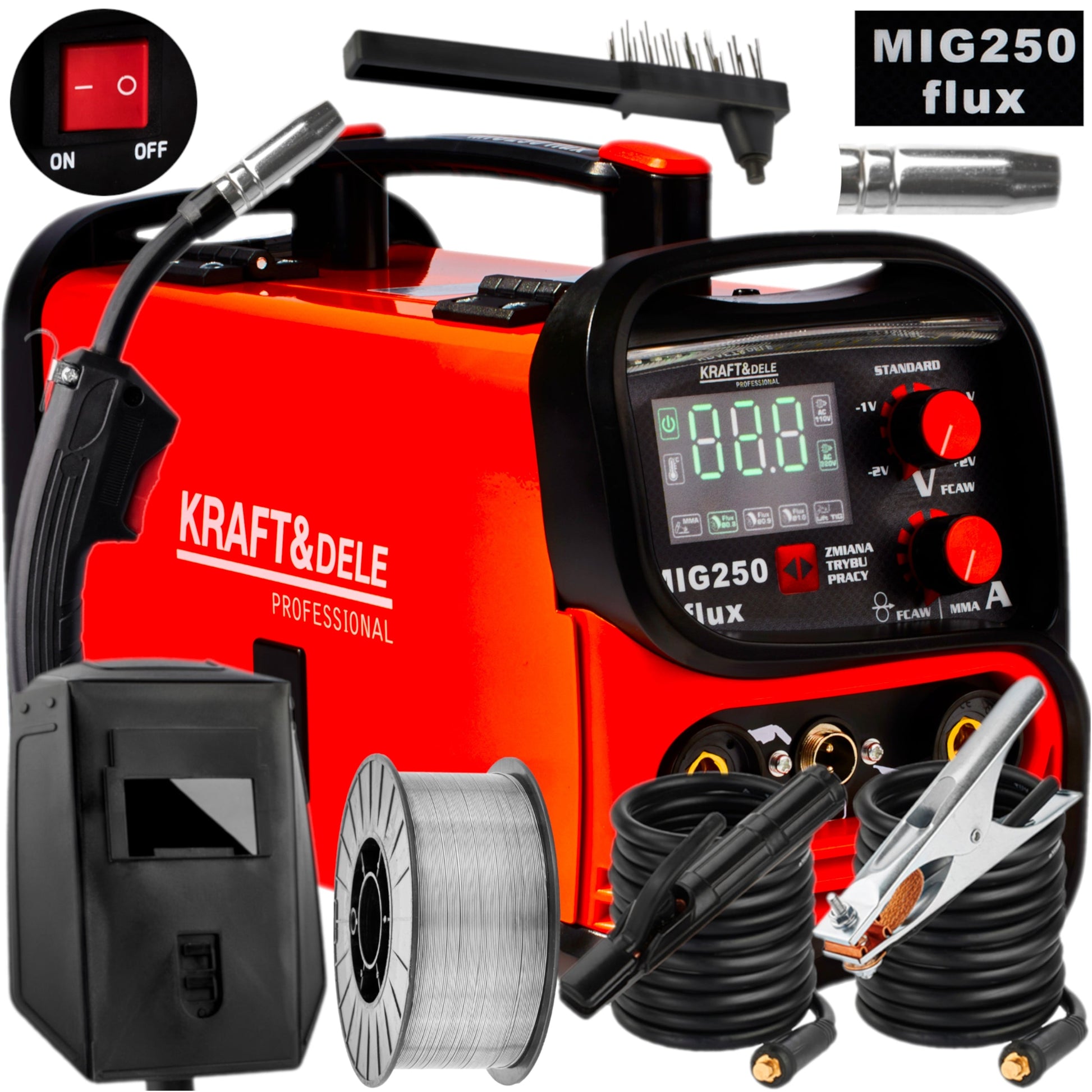 INVERTERINIS SUVIRINIMO APARATAS FLUX MIG MMA LIFT TIG 250A PUSAUTOMATINIS 4IN1