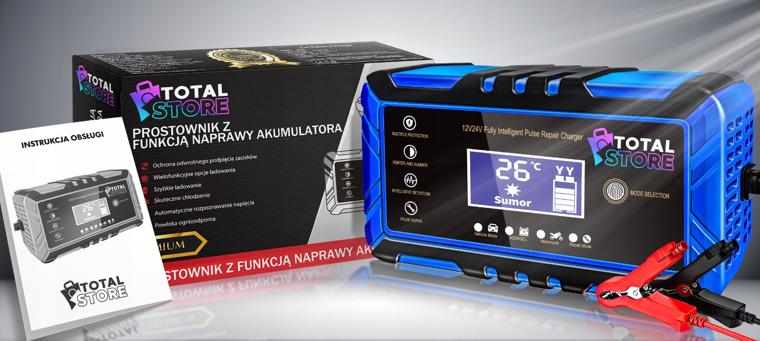 Automatinis stiprus automobilių akumuliatorių įkroviklis su atstatymo funkcija Totalstore PRO 12/24V