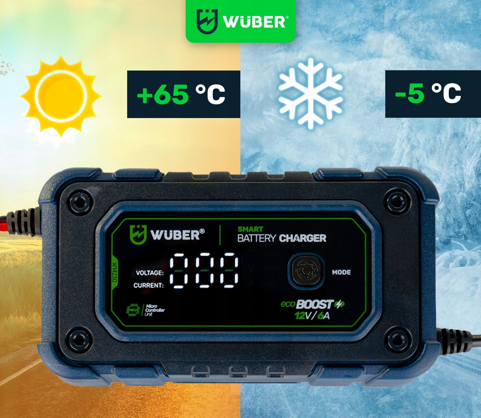 Mikroprocesorinis akumuliatoriaus įkroviklis su LCD WUBER 12V/6A