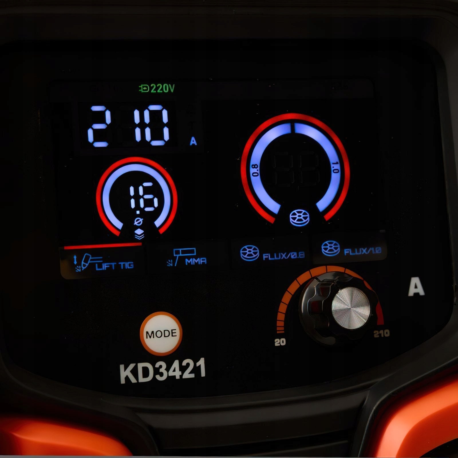 Pusiau automatinis inverterinis suvirinimo aparatas | Kraft&Dele KD3421 3-in-1 MIG/MAG/MMA/TIG | 20-220A | 230V