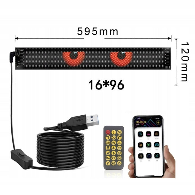 Lanksti LED juosta „Devil Eyes“ su programuojamu ekranu ir „Bluetooth“ valdymu sunkvežimiams