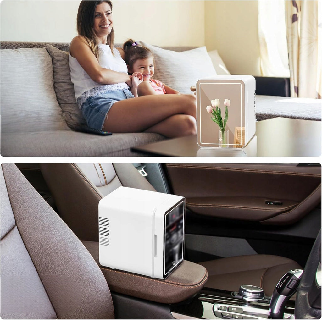 Elektrinis turistinis šaldytuvas su veidrodžiu ir LED apšvietimu – 4L, 12V / 230V