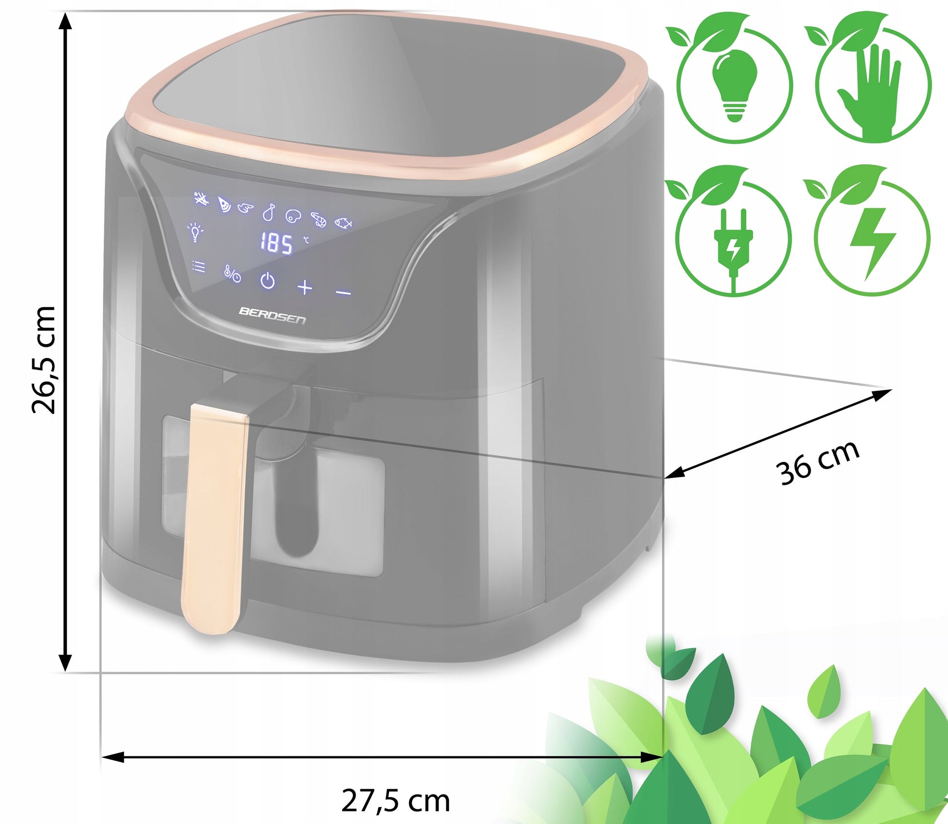 Karšto oro gruzdintuvė 5 l 1500w Berdsen