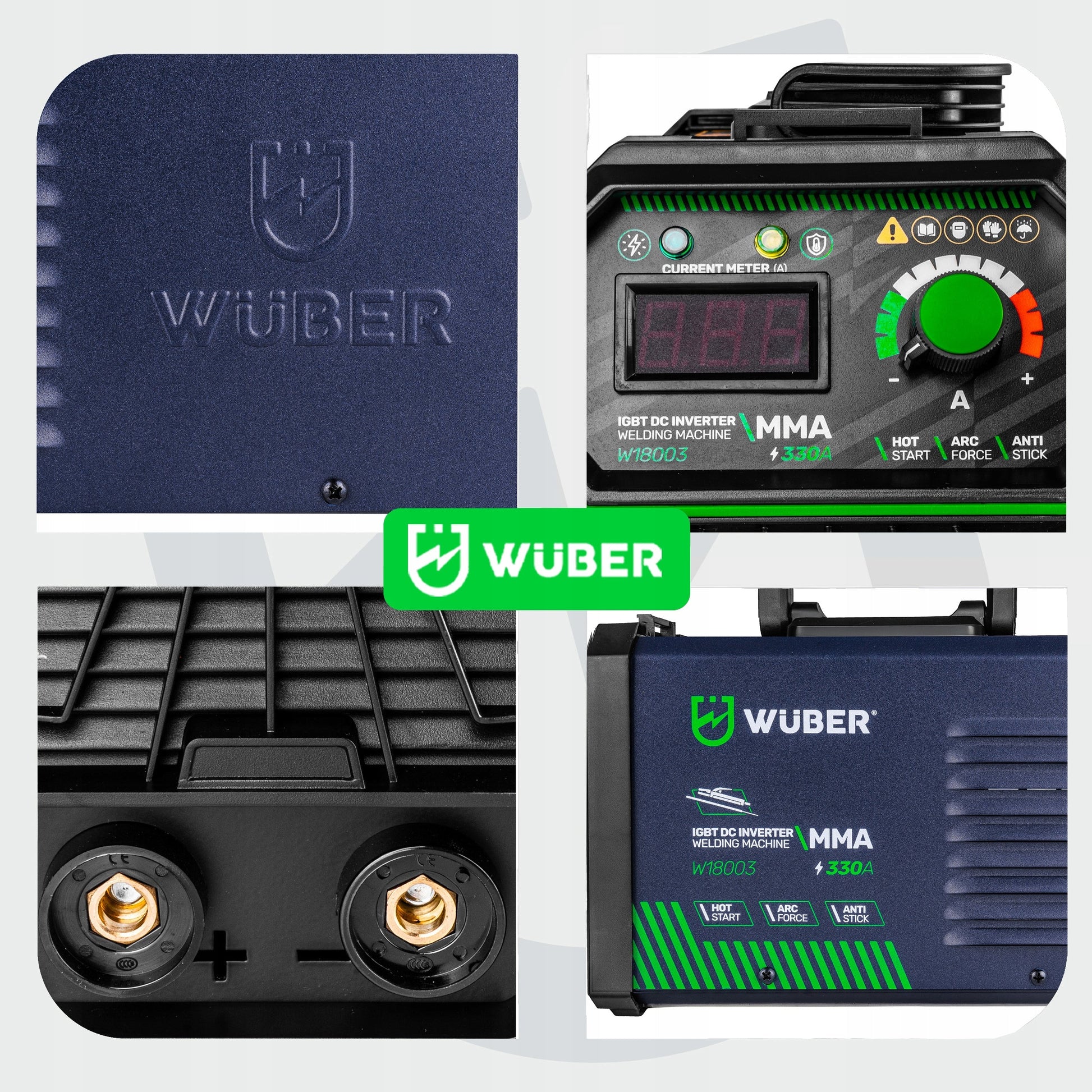 Inverterinis suvirinimo aparatas WUBER MMA 330A su IGBT technologija, VRD, Hot Start, Arc Force ir Anti-Stick funkcijomis