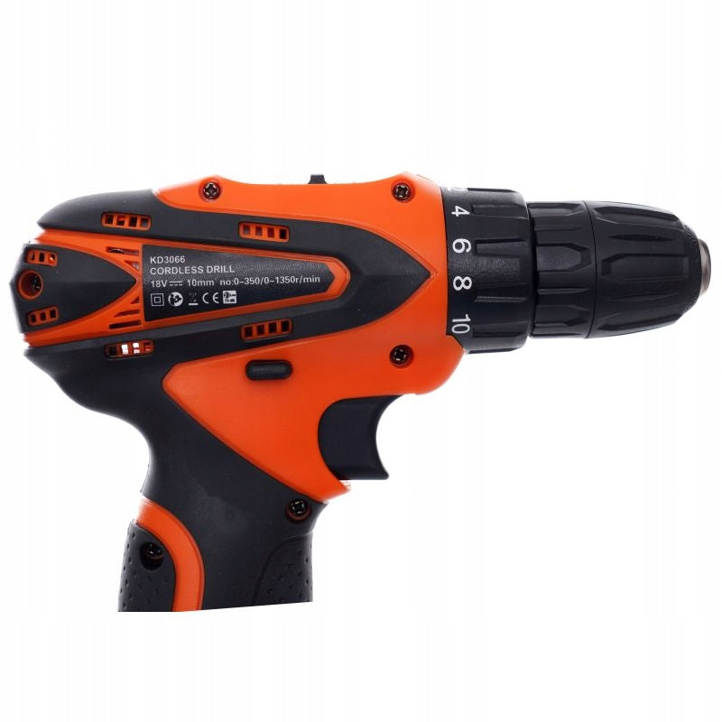 Akumuliatorinis gręžtuvas-suktuvas Kraft&Dele KD3066 – 18V, 1300mAh su lagaminu