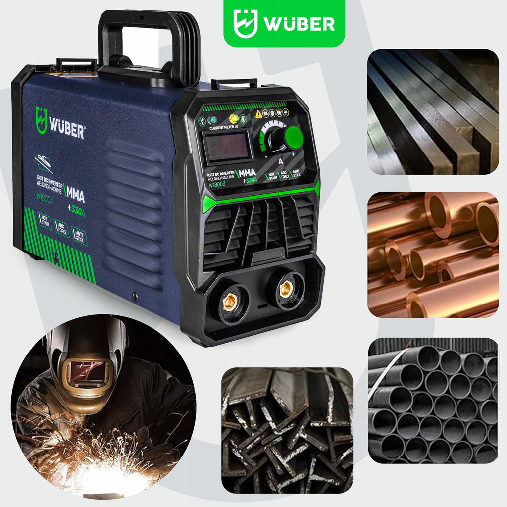 Inverterinis suvirinimo aparatas WUBER MMA 330A su IGBT technologija, VRD, Hot Start, Arc Force ir Anti-Stick funkcijomis