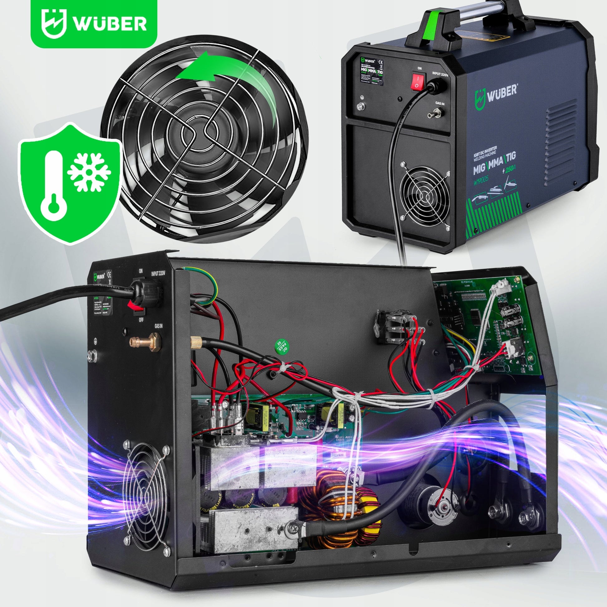 Inverterinis pusautomatis suvirinimo aparatas Wuber MIG FLUX / MMA / TIG / MIG-MAG / 250a