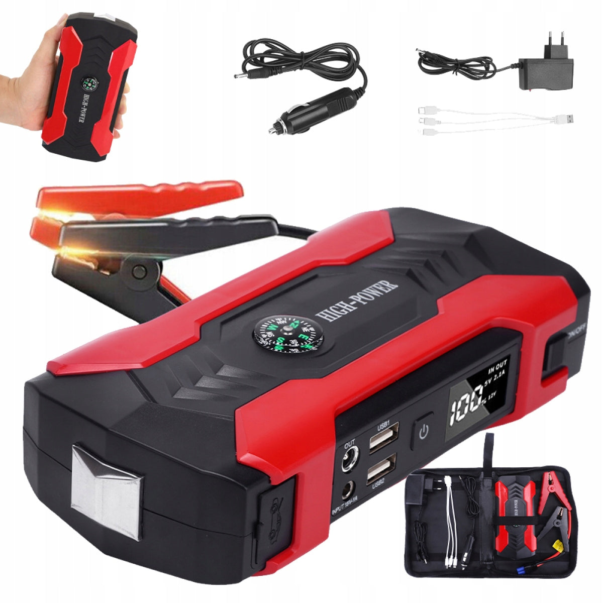 Automobilio starteris – galingas Jump Starter su Powerbank, žibintuvėliu Bedee J12