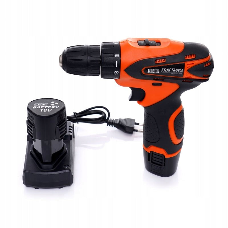 Akumuliatorinis gręžtuvas-suktuvas Kraft&Dele KD3066 – 18V, 1300mAh su lagaminu