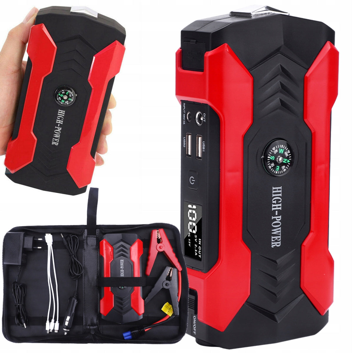 Automobilio starteris – galingas Jump Starter su Powerbank, žibintuvėliu Bedee J12