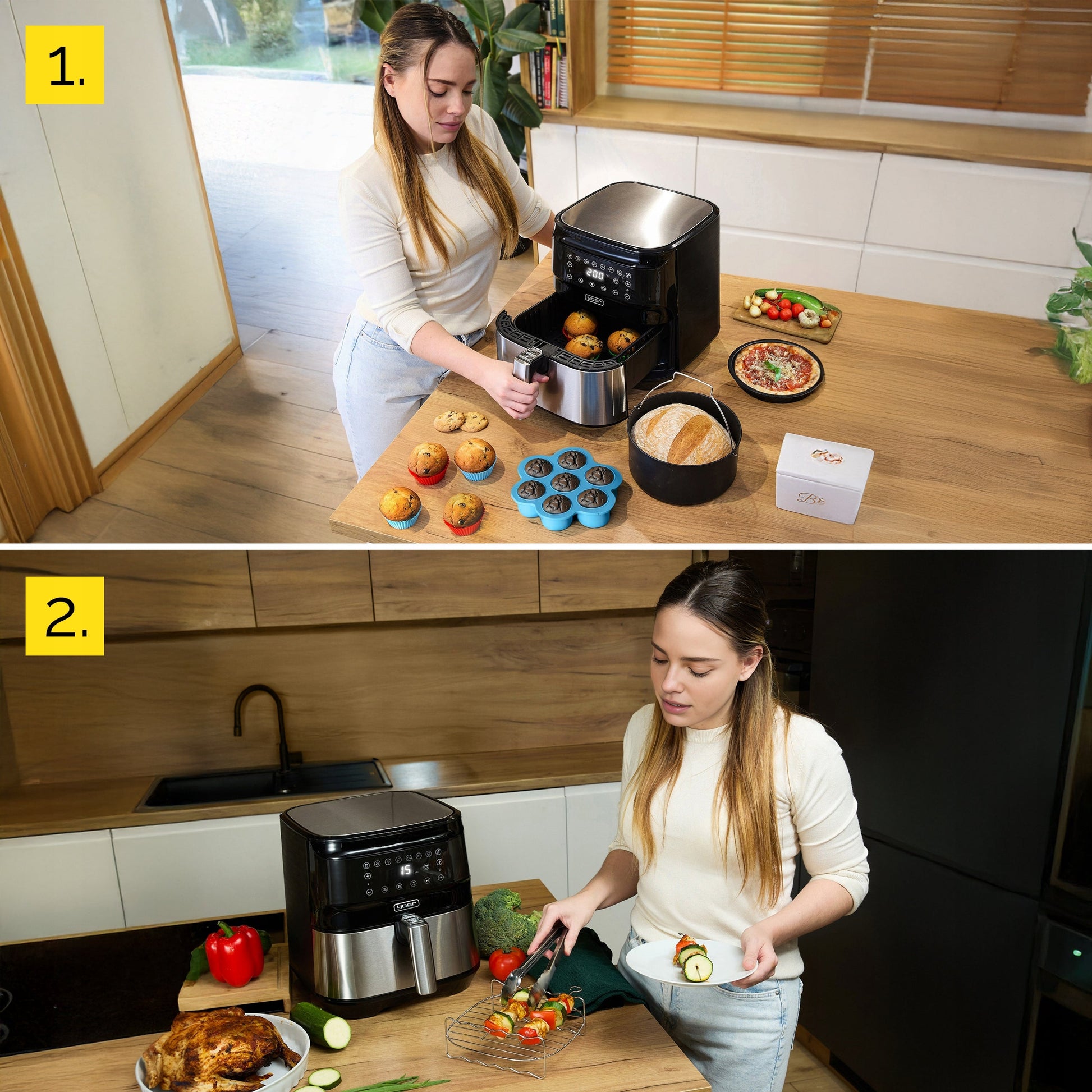 Karšto oro gruzdintuvė 4in1 Air Fryer Yoer + WiFi 6L 1700W