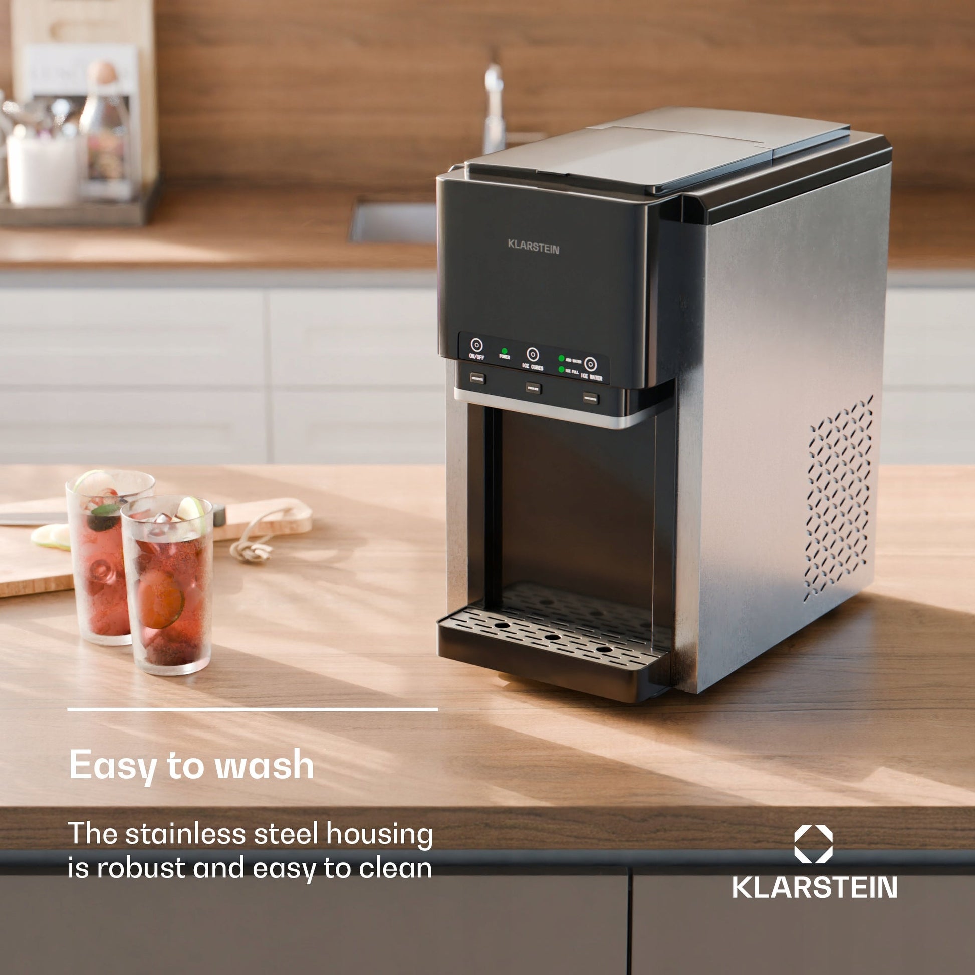 Ledukų gaminimo aparatas 3in1 Klarstein ArcticBlend – smulkintas ledas, kubeliai ir vandens dozatorius