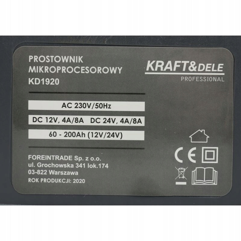 Mikroprocesorinis akumuliatorių pakrovėjas 12V/24V Kraft Dele KD1920 60-200Ah