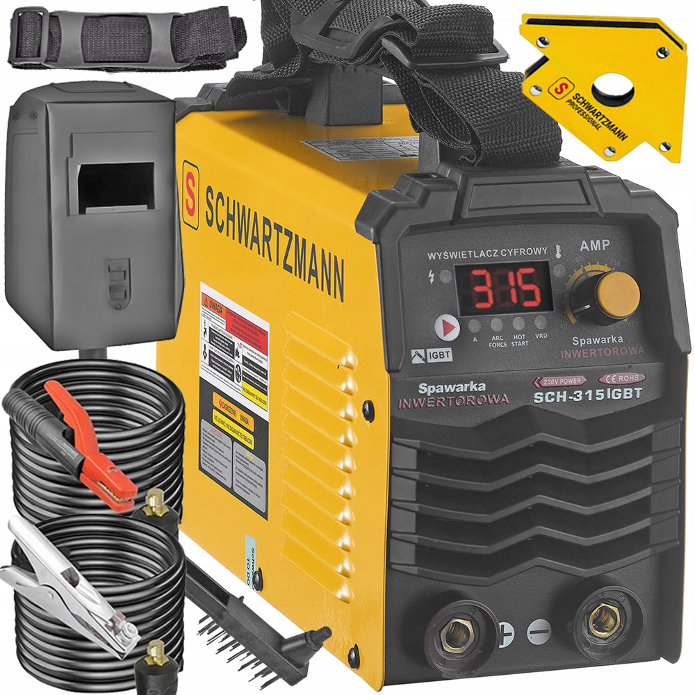 Inverterinis suvirinimo aparatas 315A LCD MMA TIG + kampiniai laikikliai, kaukė, kabeliai