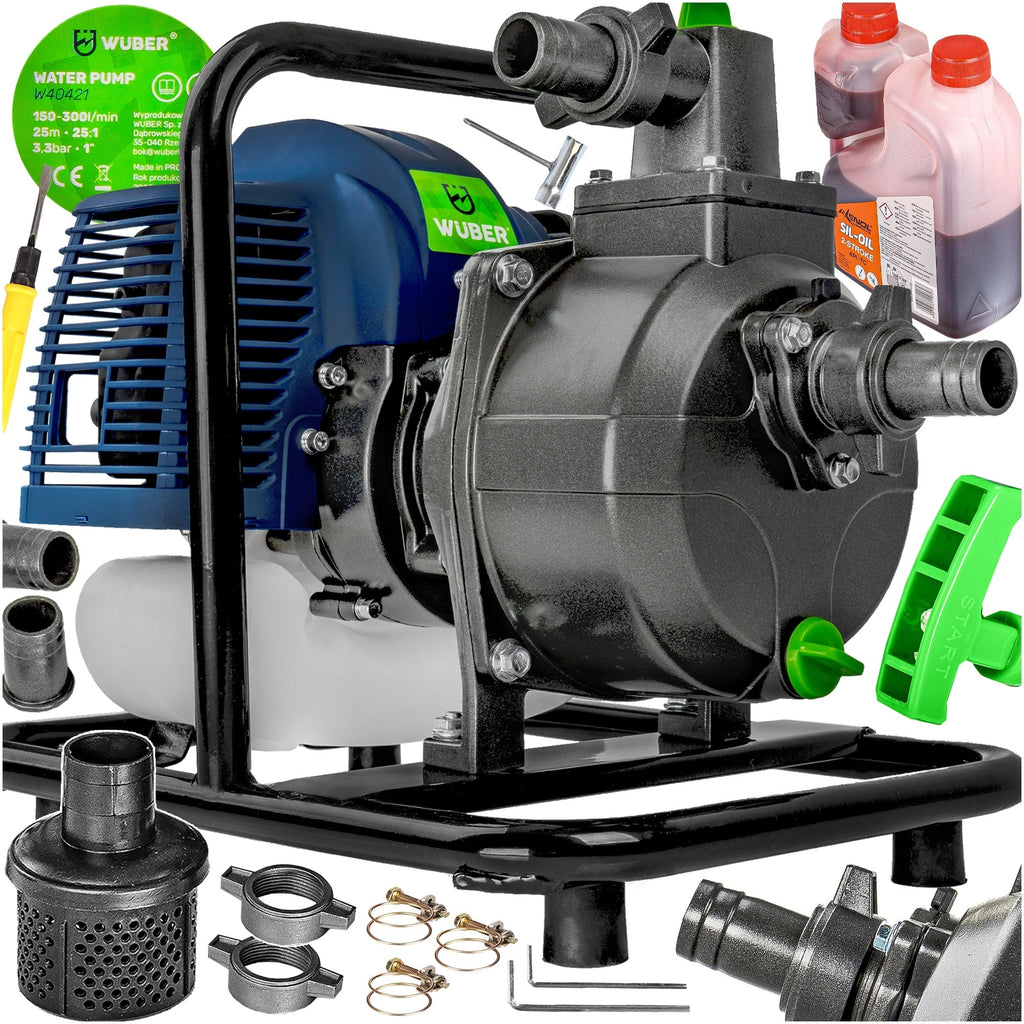 WUBER 1" Benzininis Motosiurblys – 5.2 AG, 18 000 l/h, su priedais ir alyva