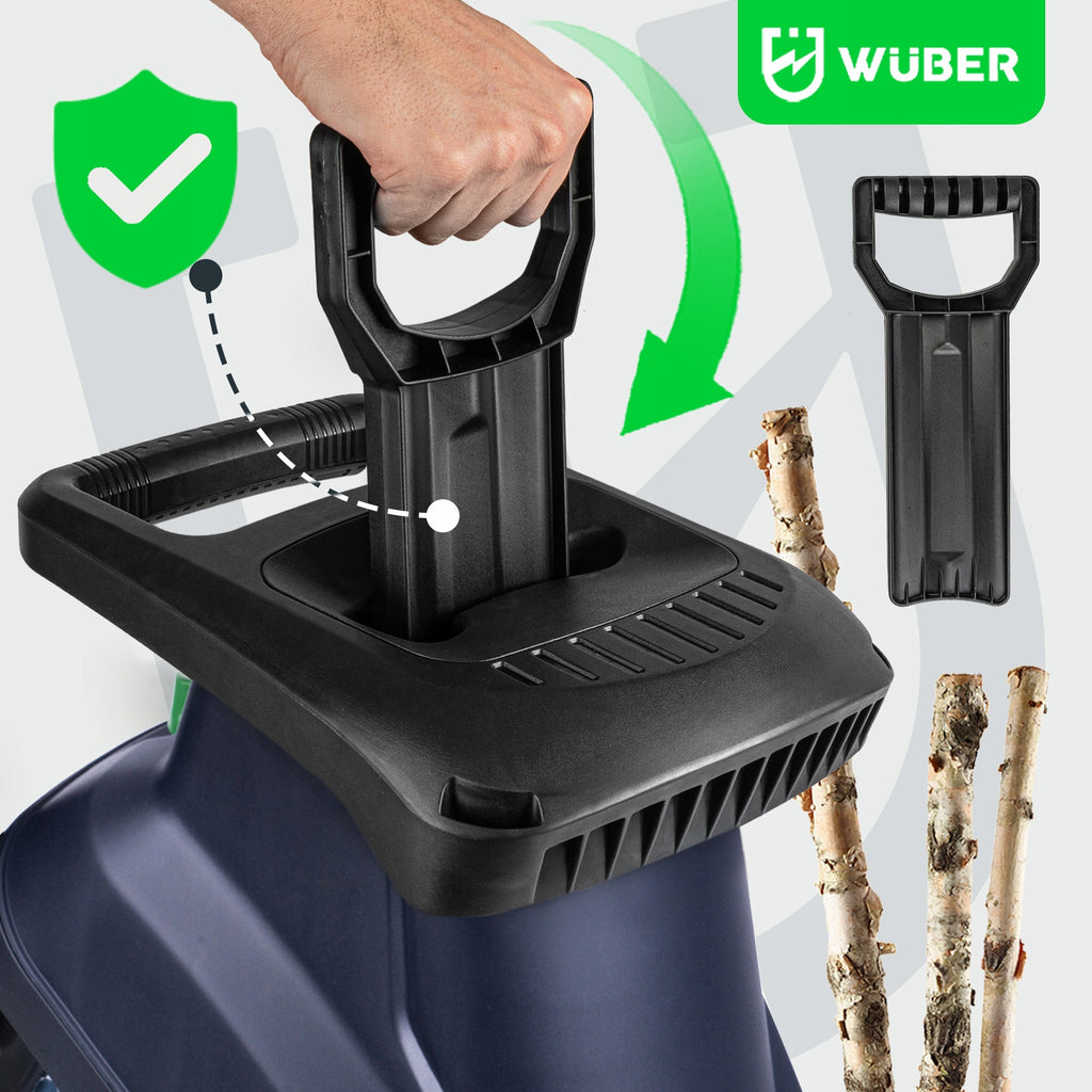 Elektrinis sodo šakų smulkintuvas Wuber 3000w su 55l talpa