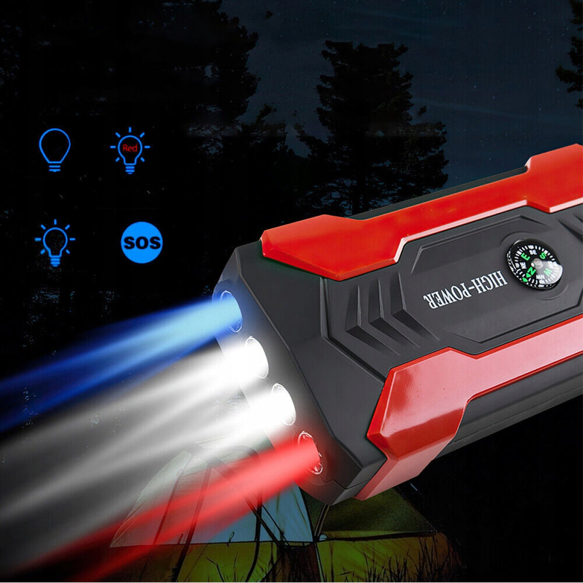 Automobilio starteris – galingas Jump Starter su Powerbank, žibintuvėliu Bedee J12