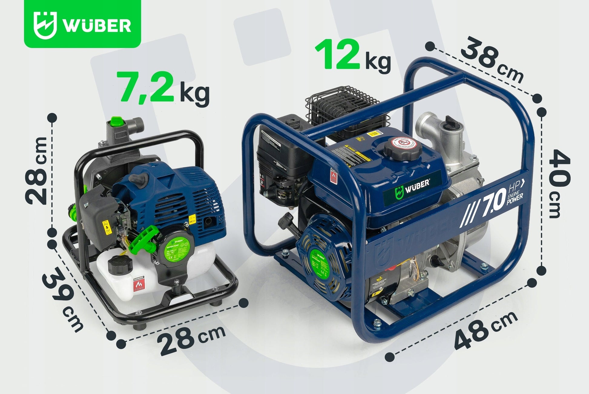 WUBER 1" Benzininis Motosiurblys – 5.2 AG, 18 000 l/h, su priedais ir alyva
