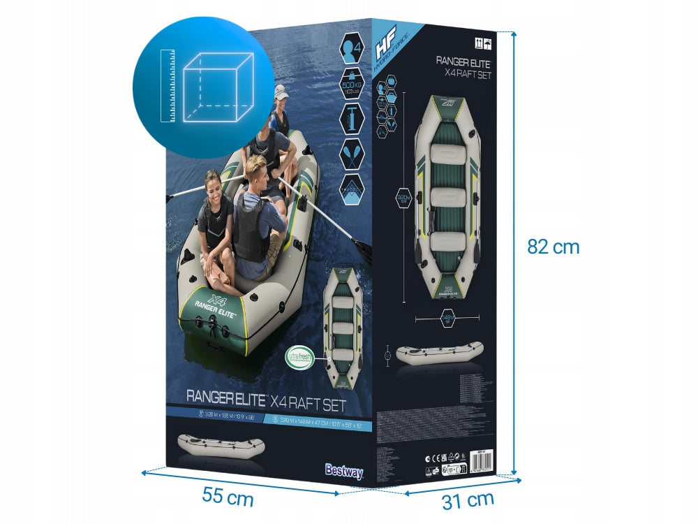Pripučiama valtis - keturių vietų Bestway Ranger Elite X4 Raft Set 320cm