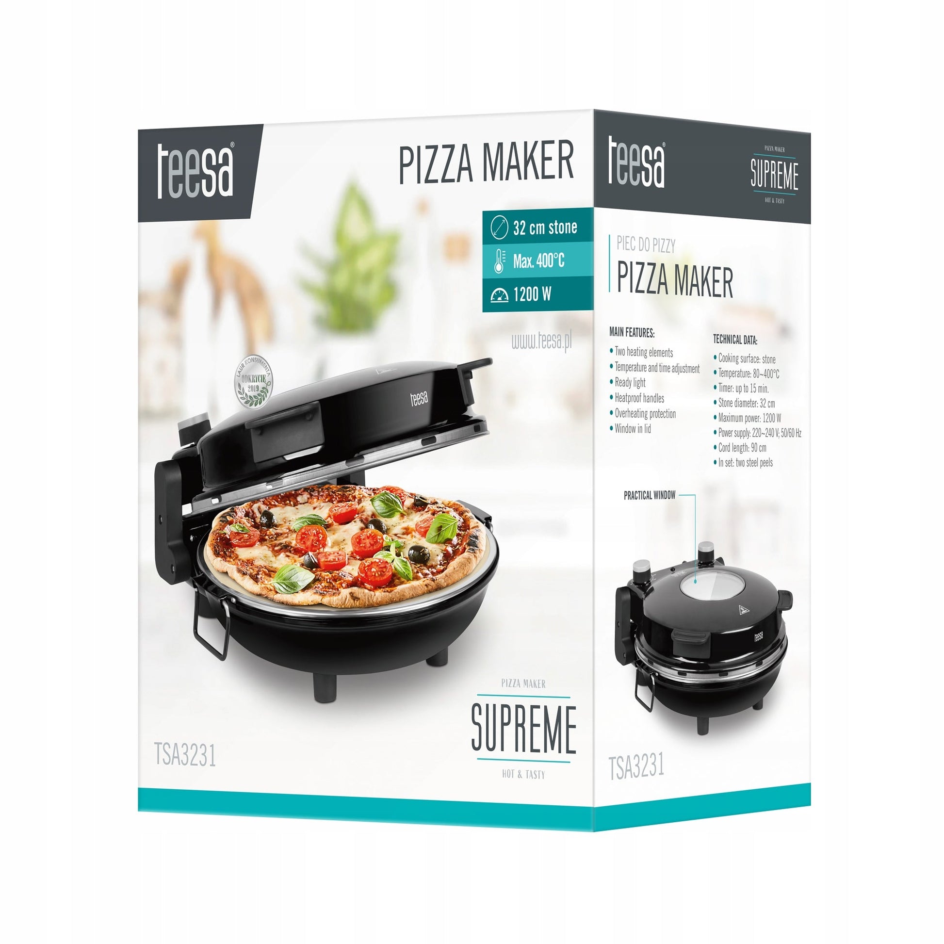 Picos kepimo krosnelė Teesa Supreme 1200 W 32 cm x 25 cm