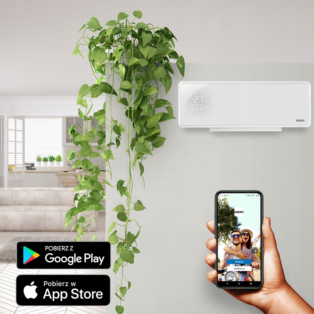 Elektrinė oro užuolaida + šildymas su WiFi ir pulteliu EBERG® Q4 2000W