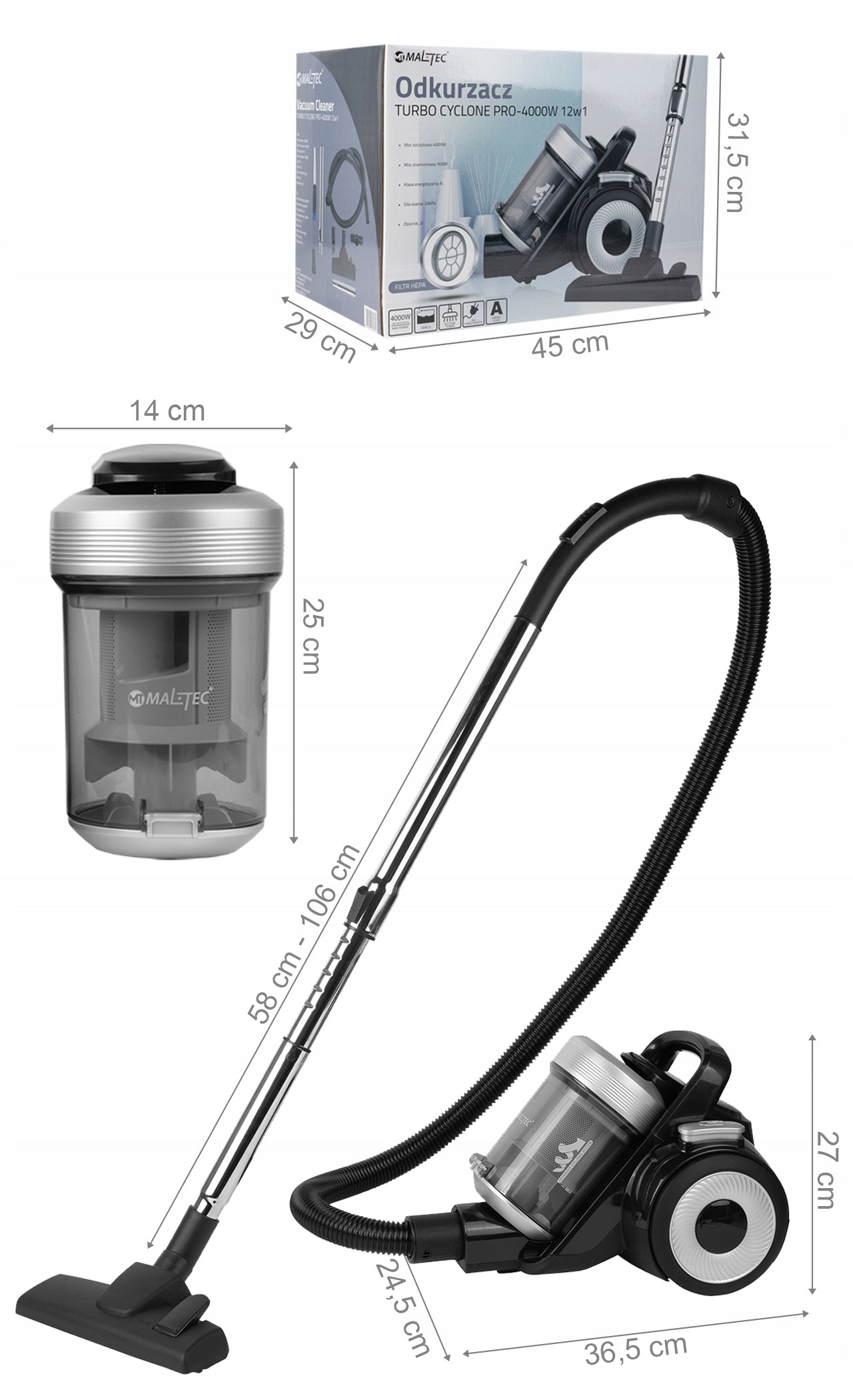 Cikloninis dulkių siurblys MalTec Turbo Cyclone PRO-4000W
