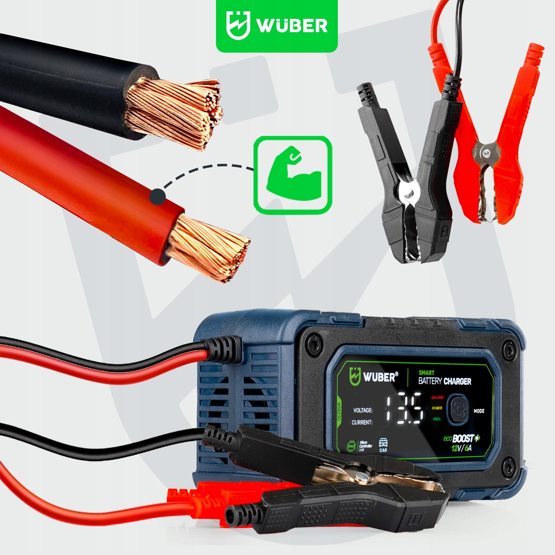 Mikroprocesorinis akumuliatoriaus įkroviklis su LCD WUBER 12V/6A