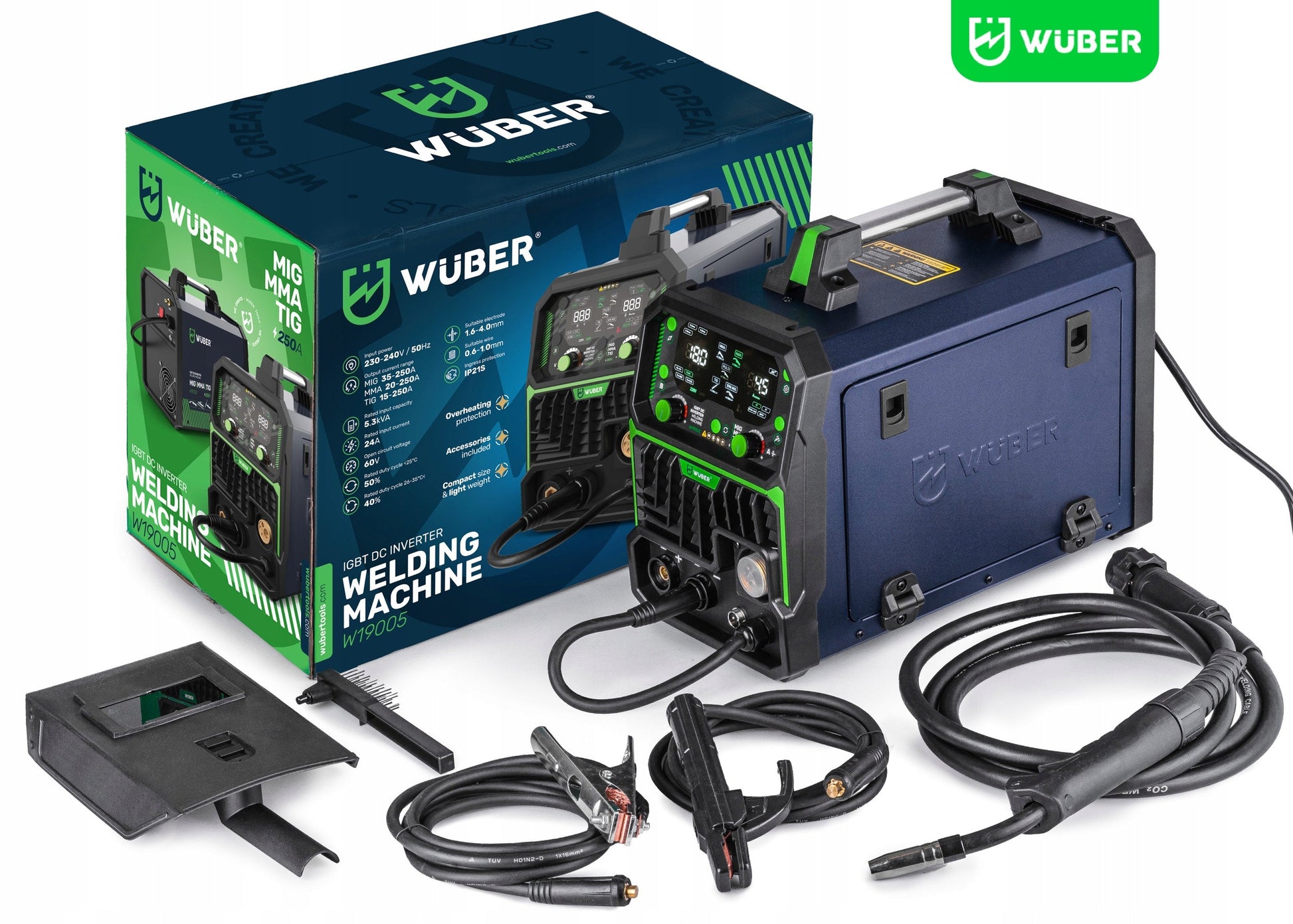 Inverterinis pusautomatis suvirinimo aparatas Wuber MIG FLUX / MMA / TIG / MIG-MAG / 250a