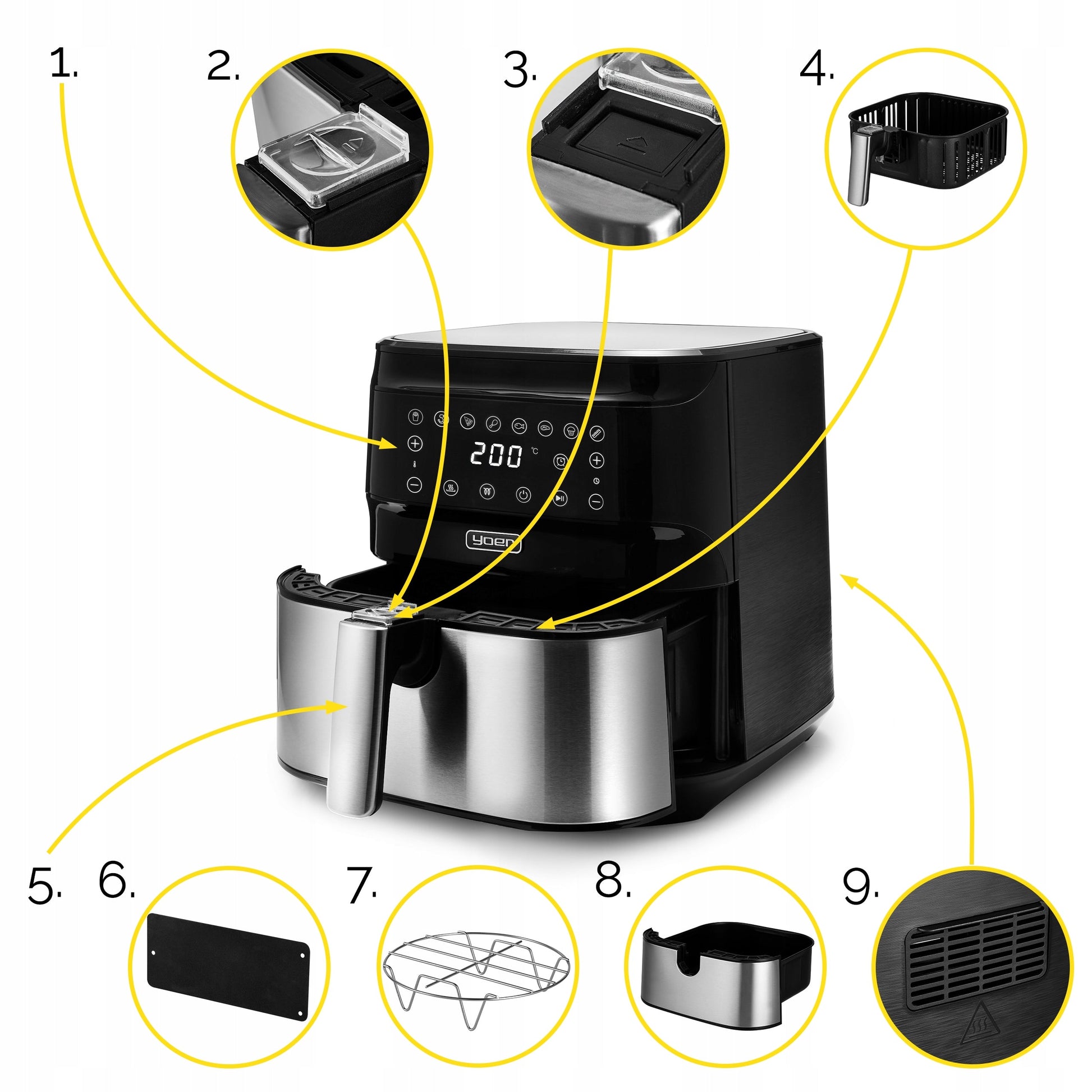 Karšto oro gruzdintuvė 4in1 Air Fryer Yoer + WiFi 6L 1700W