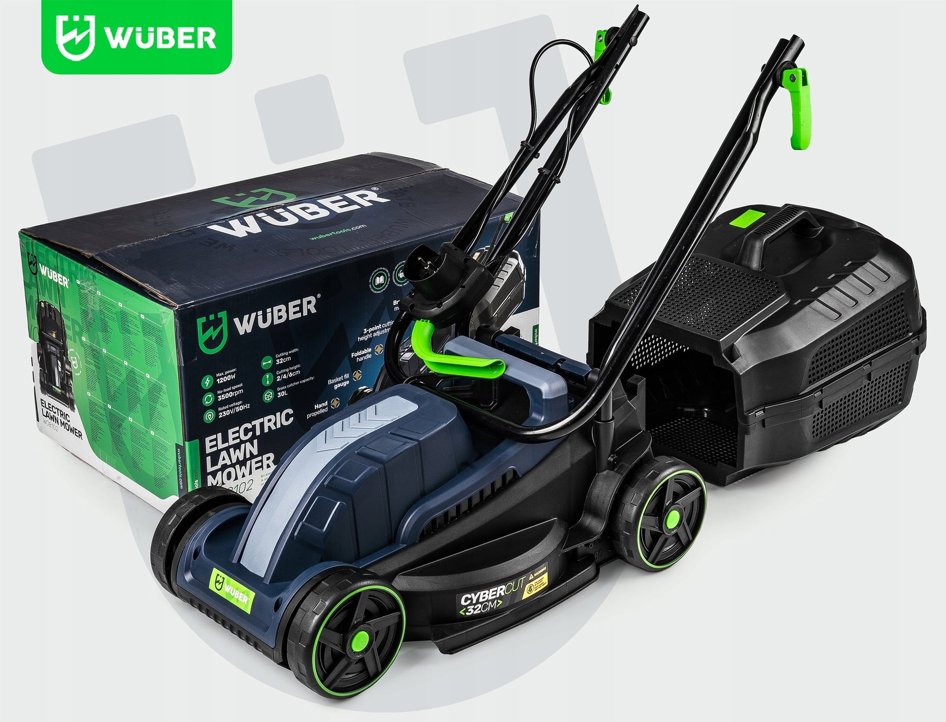 Elektrinė vejapjovė WUBER 1200W – galinga, lengva ir manevringa