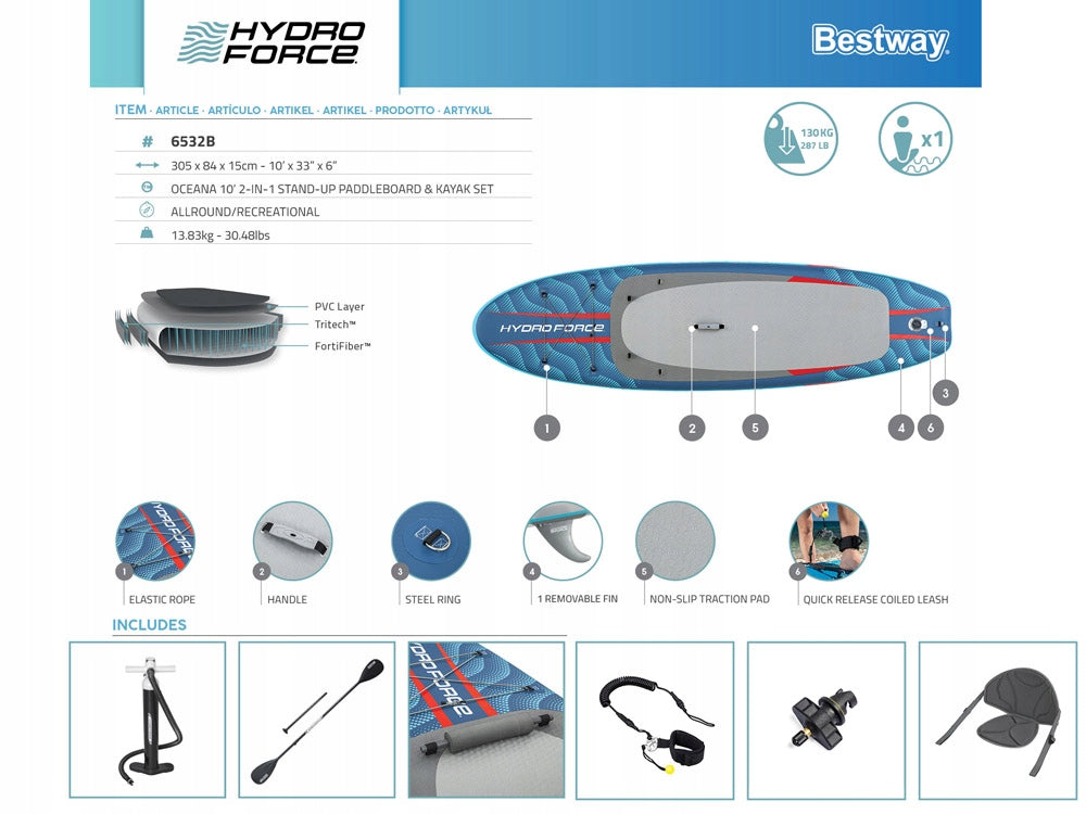 SUP lenta - irklentė Bestway Hydro-Force Oceana 2in1 305CM