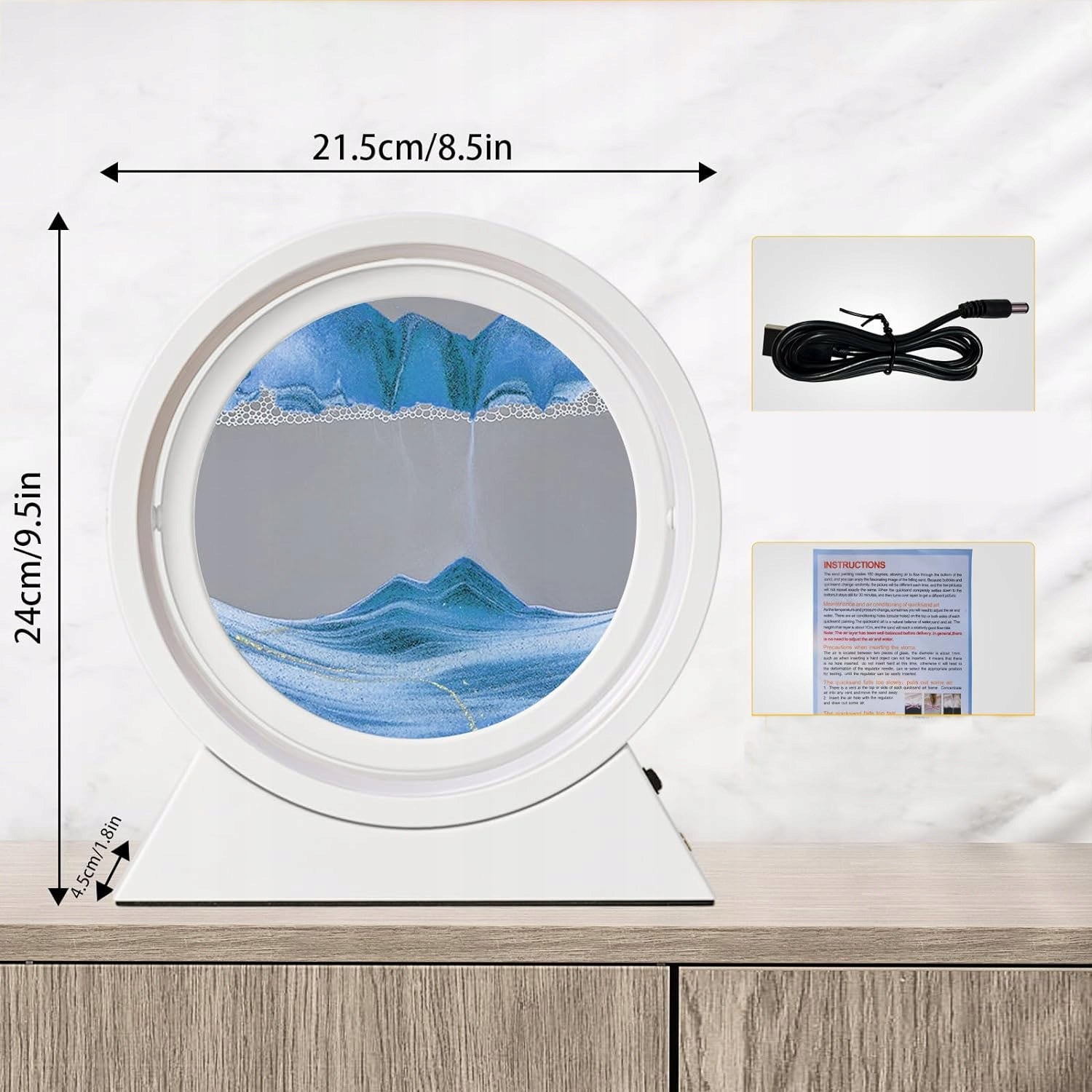 Dinaminis smėlio paveikslas su LED apšvietimu – 3D judantis smėlio laikrodis