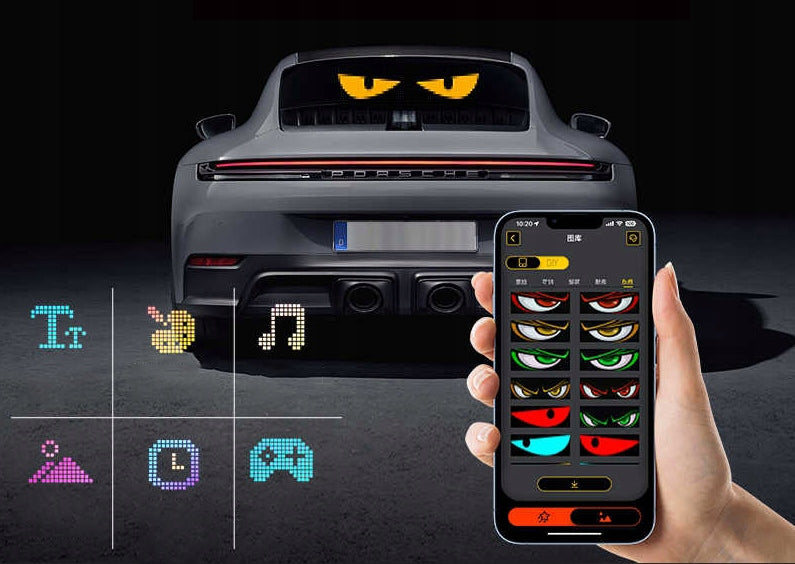 Lanksti LED juosta „Devil Eyes“ su programuojamu ekranu ir „Bluetooth“ valdymu sunkvežimiams
