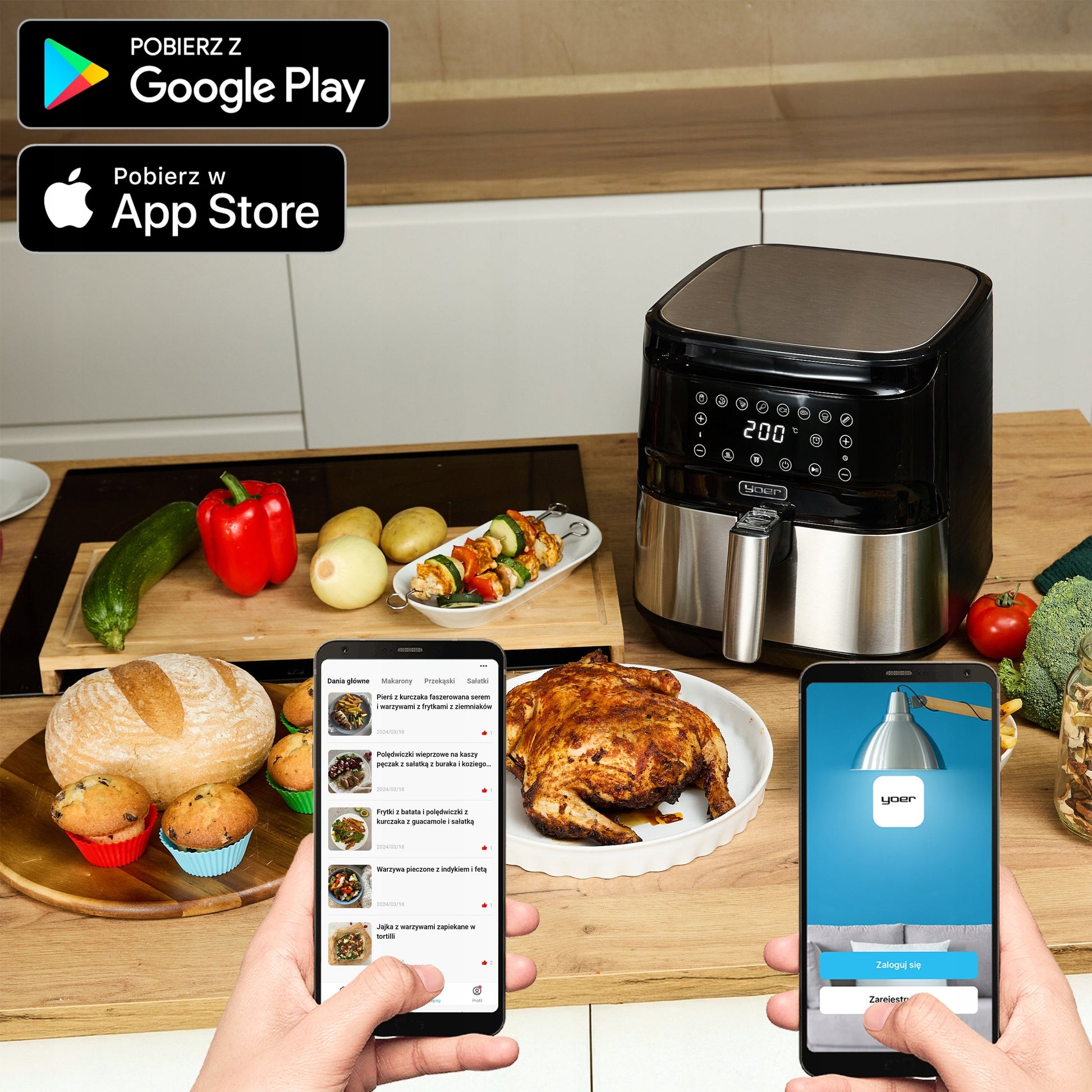Karšto oro gruzdintuvė 4in1 Air Fryer Yoer + WiFi 6L 1700W