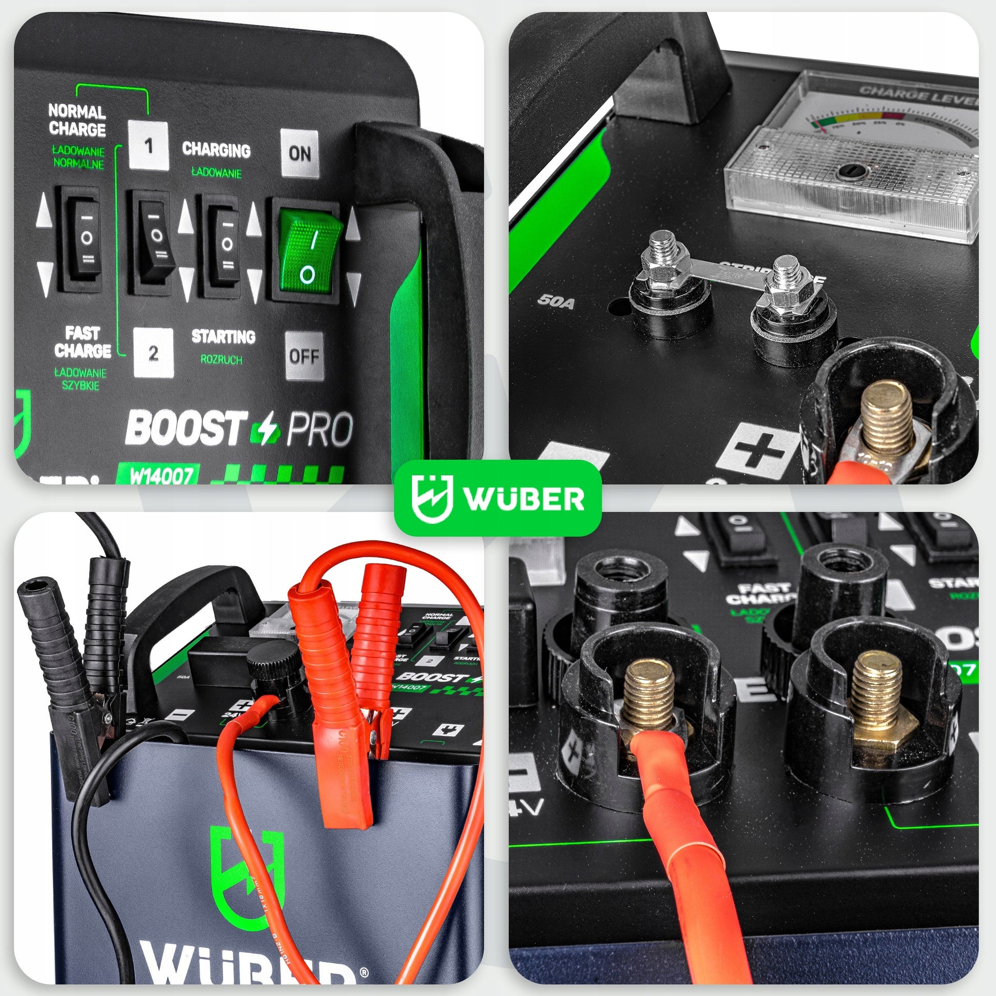 Universalus 12v/24v akumuliatoriaus įkroviklis su starteriu (400a) Wuber 42a