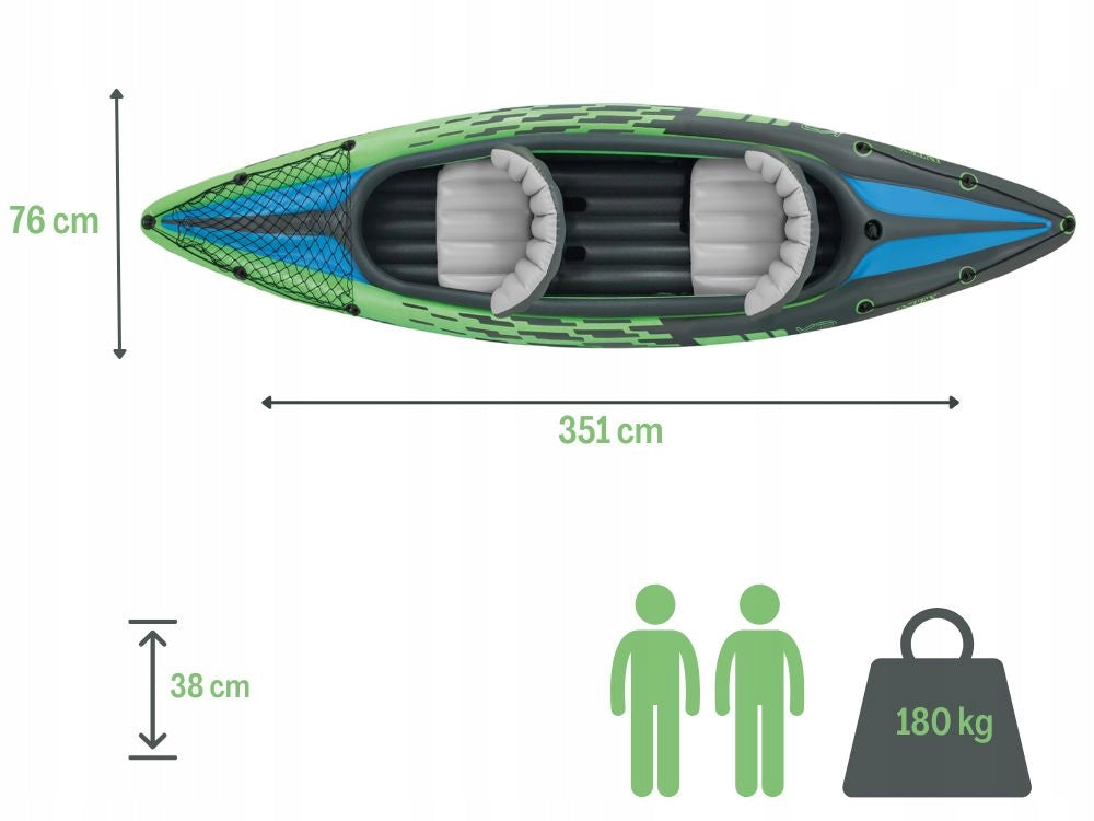 Pripučiama dvivietė baidarė – Intex Challenger K2 (Modelis 2025)
