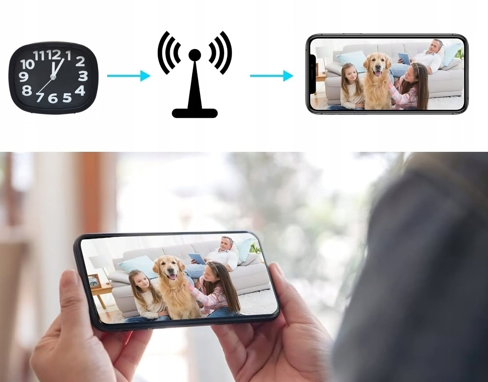 Paslėpta mini stebėjimo kamera laikrodyje su WiFi