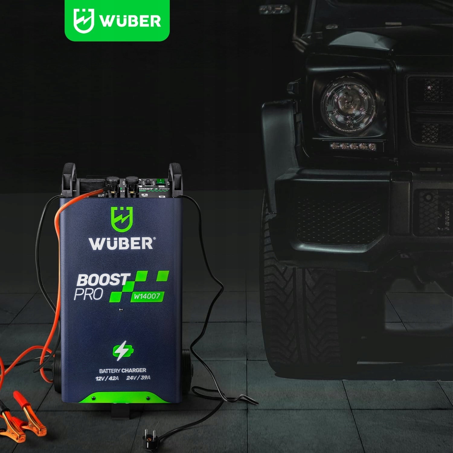 Universalus 12v/24v akumuliatoriaus įkroviklis su starteriu (400a) Wuber 42a