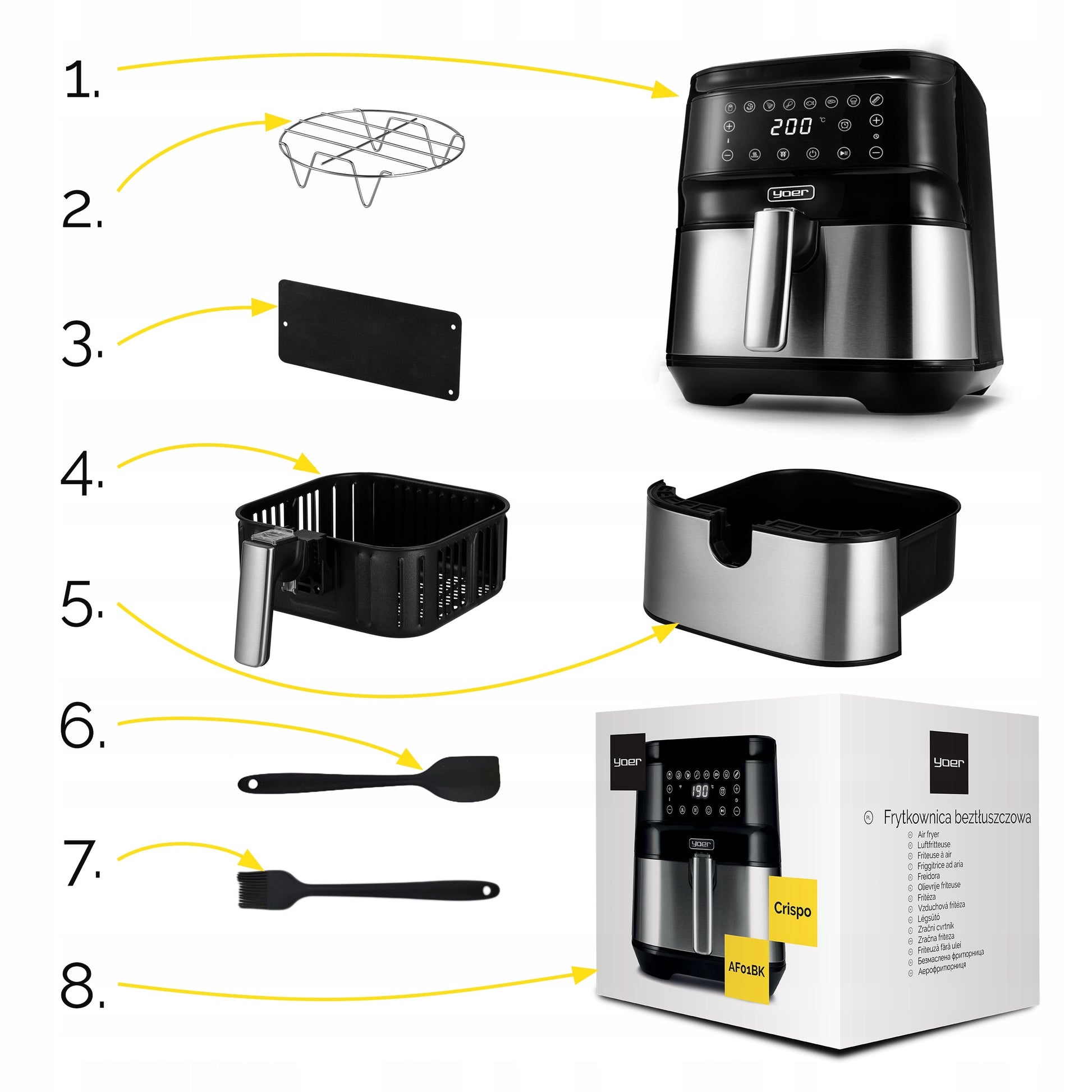 Karšto oro gruzdintuvė 4in1 Air Fryer Yoer + WiFi 6L 1700W