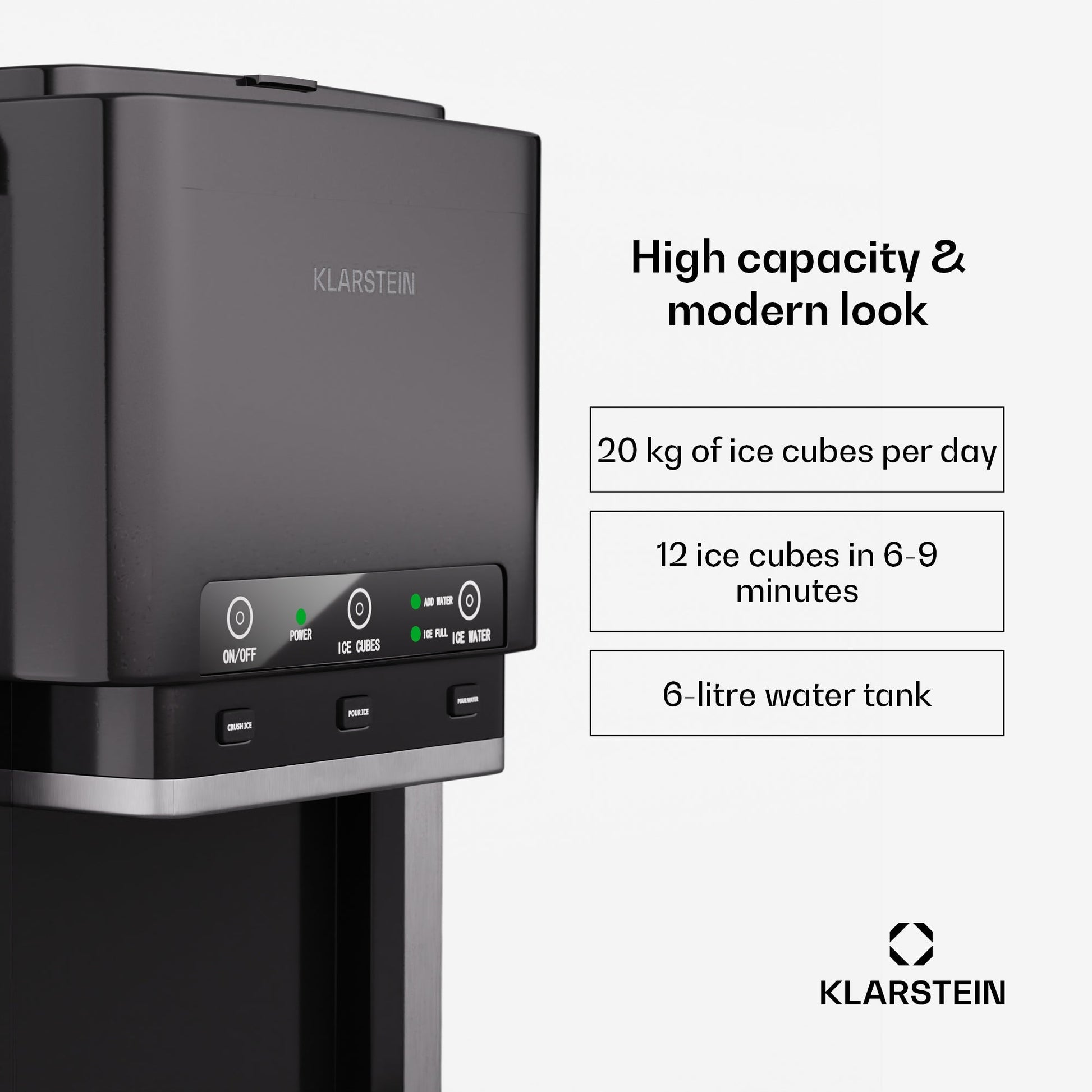 Ledukų gaminimo aparatas 3in1 Klarstein ArcticBlend – smulkintas ledas, kubeliai ir vandens dozatorius