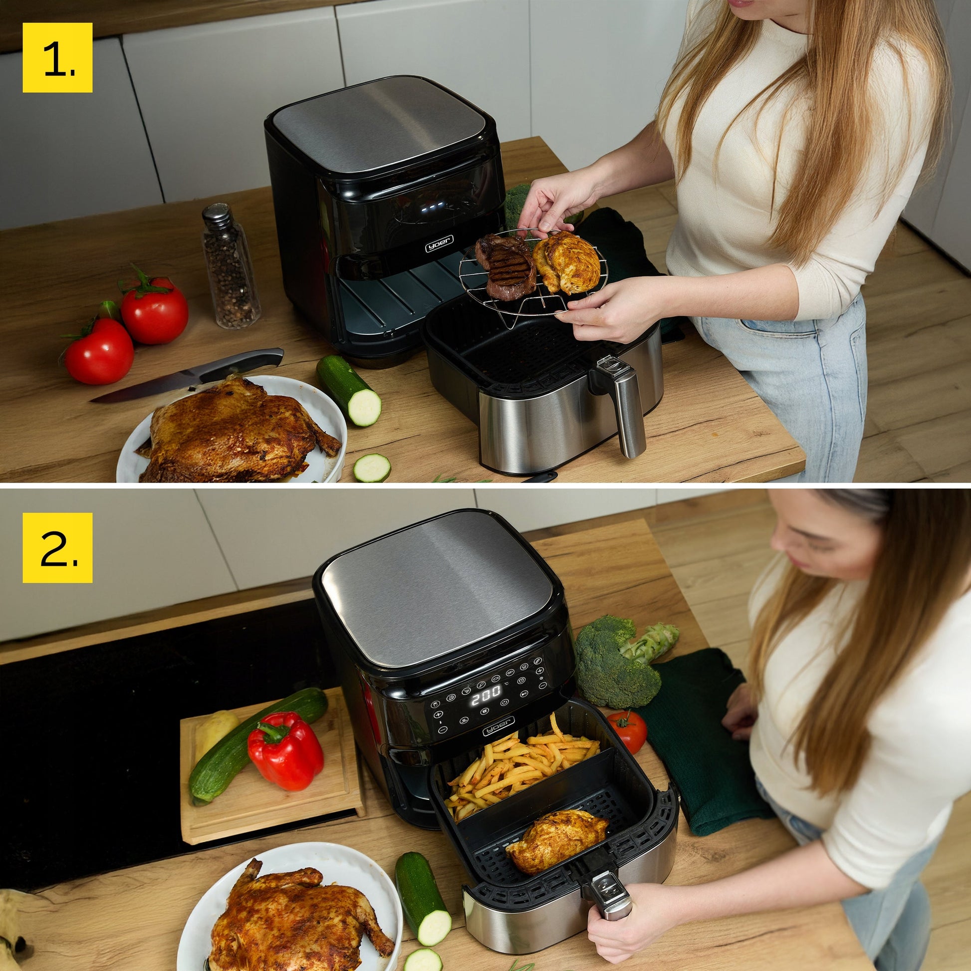Karšto oro gruzdintuvė 4in1 Air Fryer Yoer + WiFi 6L 1700W