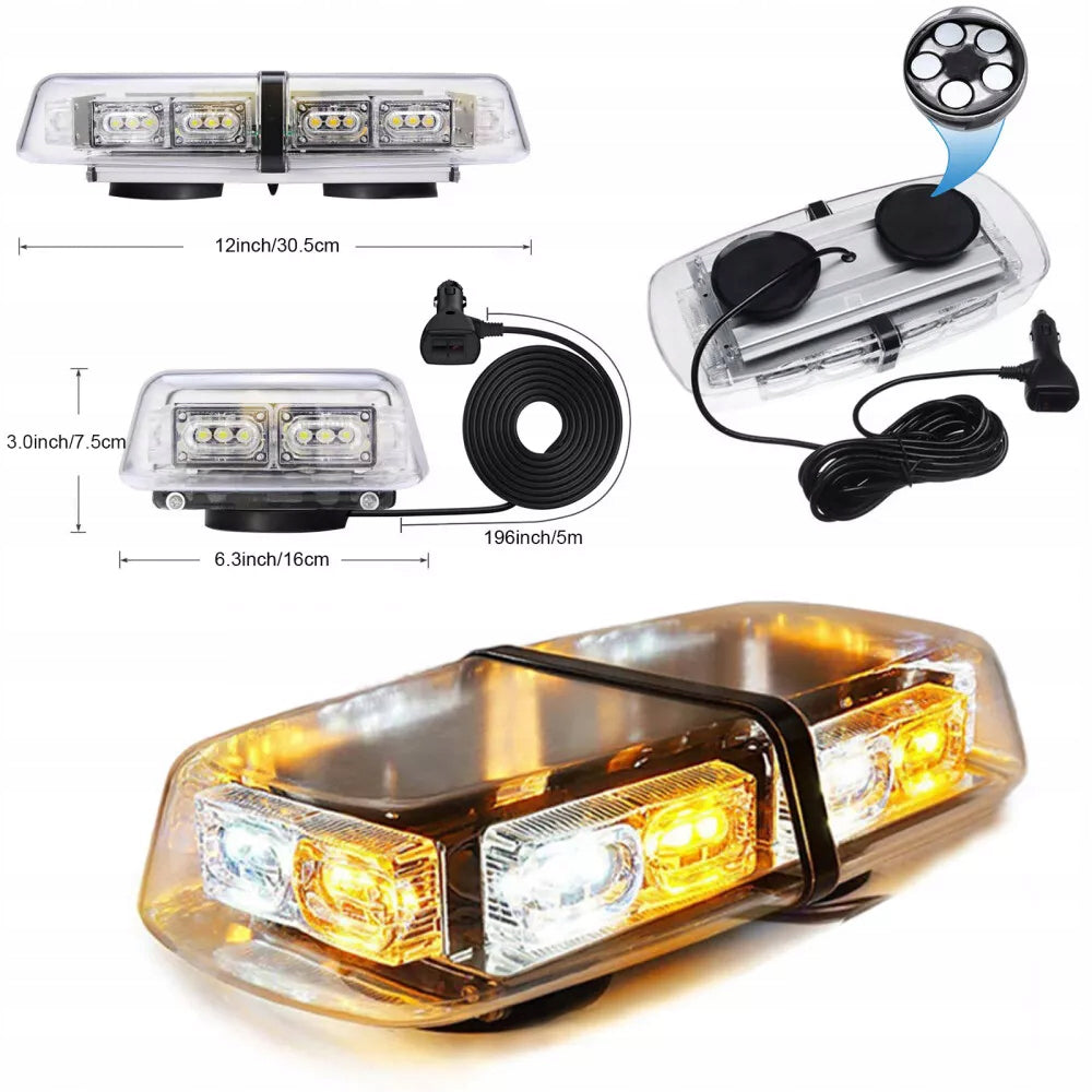Magnetinis LED įspėjamasis švyturėlis 12V/24V automobiliams ir sunkvežimiams