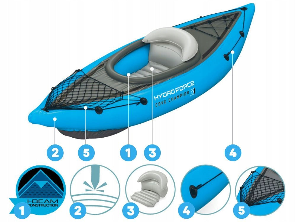 Pripučiama vienvietė baidarė – Bestway Cove Champion X1