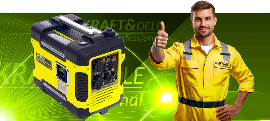 Nešiojamas inverterinis generatorius KRAFT&DELE KD133 1900W, 2x230V, 12V