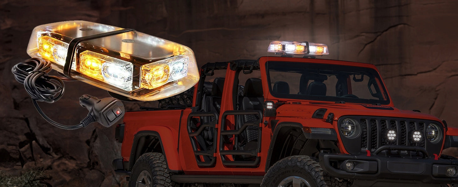 Magnetinis LED įspėjamasis švyturėlis 12V/24V automobiliams ir sunkvežimiams