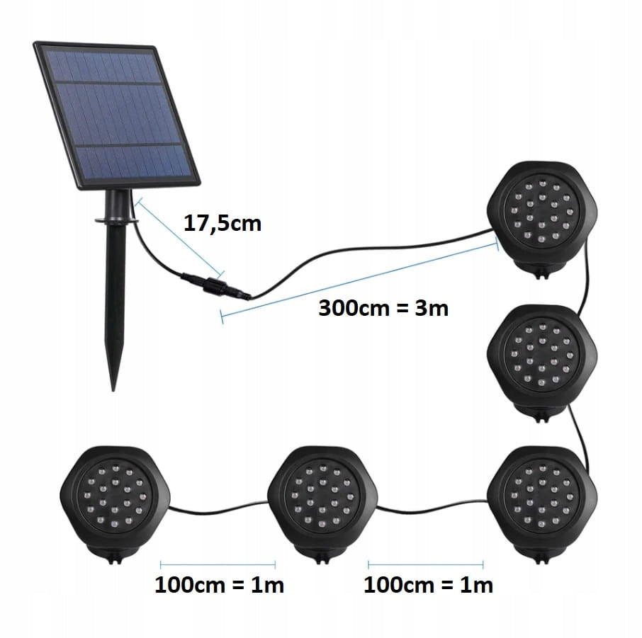 Saulės LED sodo šviestuvas S5403 RGB (5 x 1W) IP68