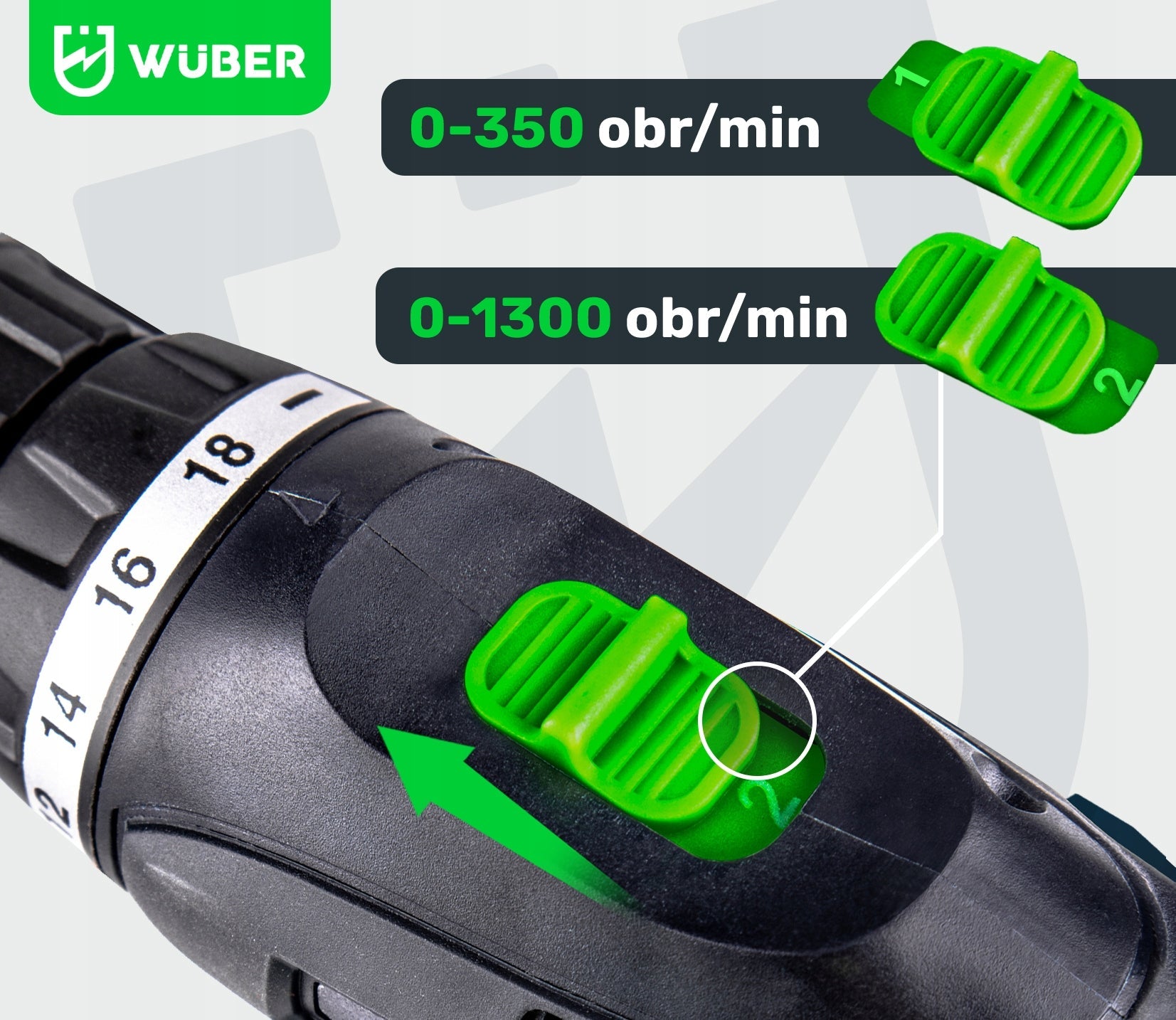 Belaidis suktuvas-gręžtuvas WUBER 18V su priedais