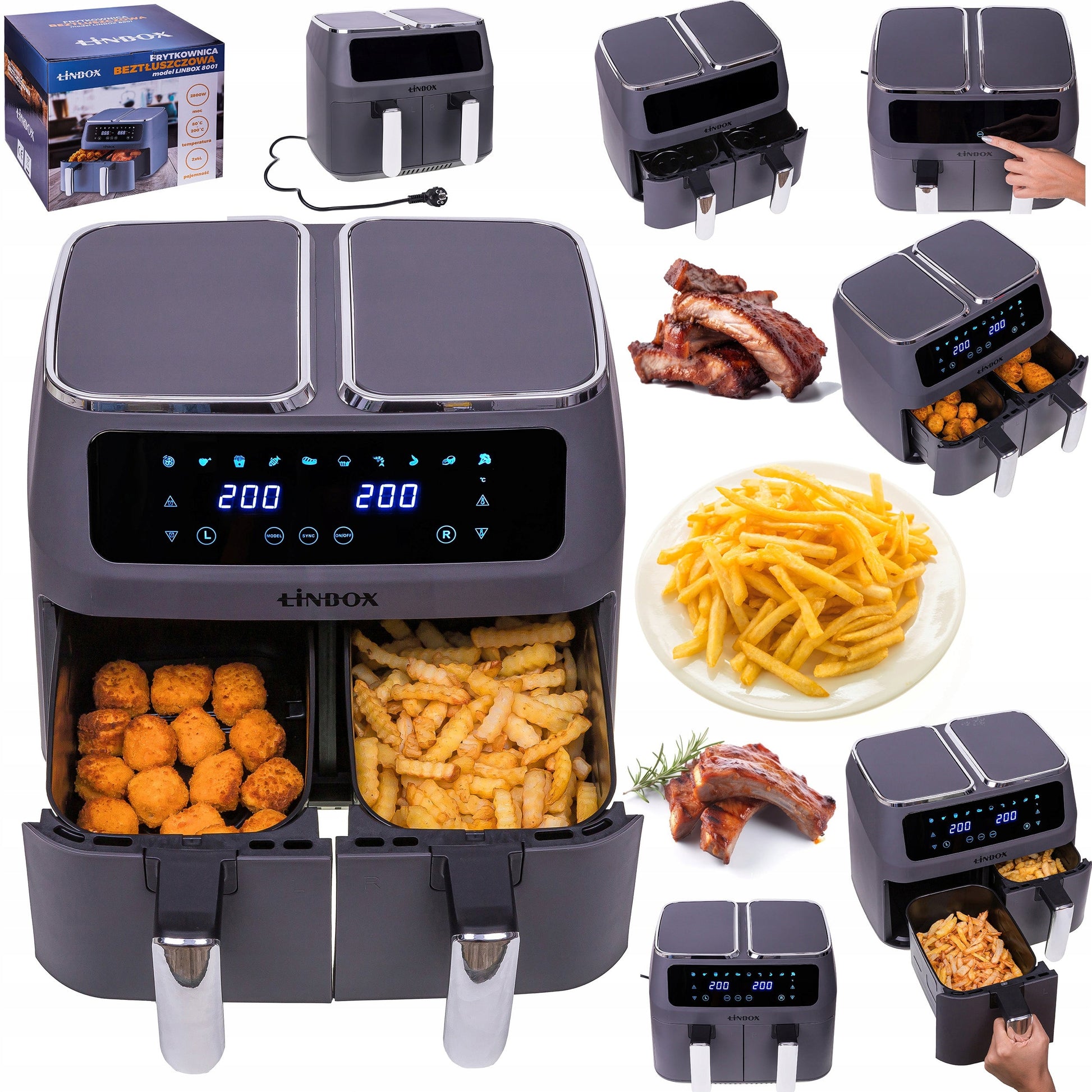 Karšto oro gruzdintuvė 8 l Linbox AIR FRYER 4/4