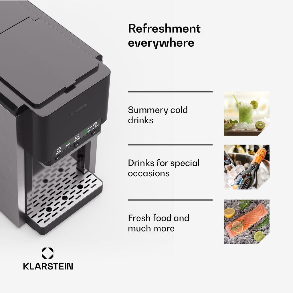 Ledukų gaminimo aparatas 3in1 Klarstein ArcticBlend – smulkintas ledas, kubeliai ir vandens dozatorius