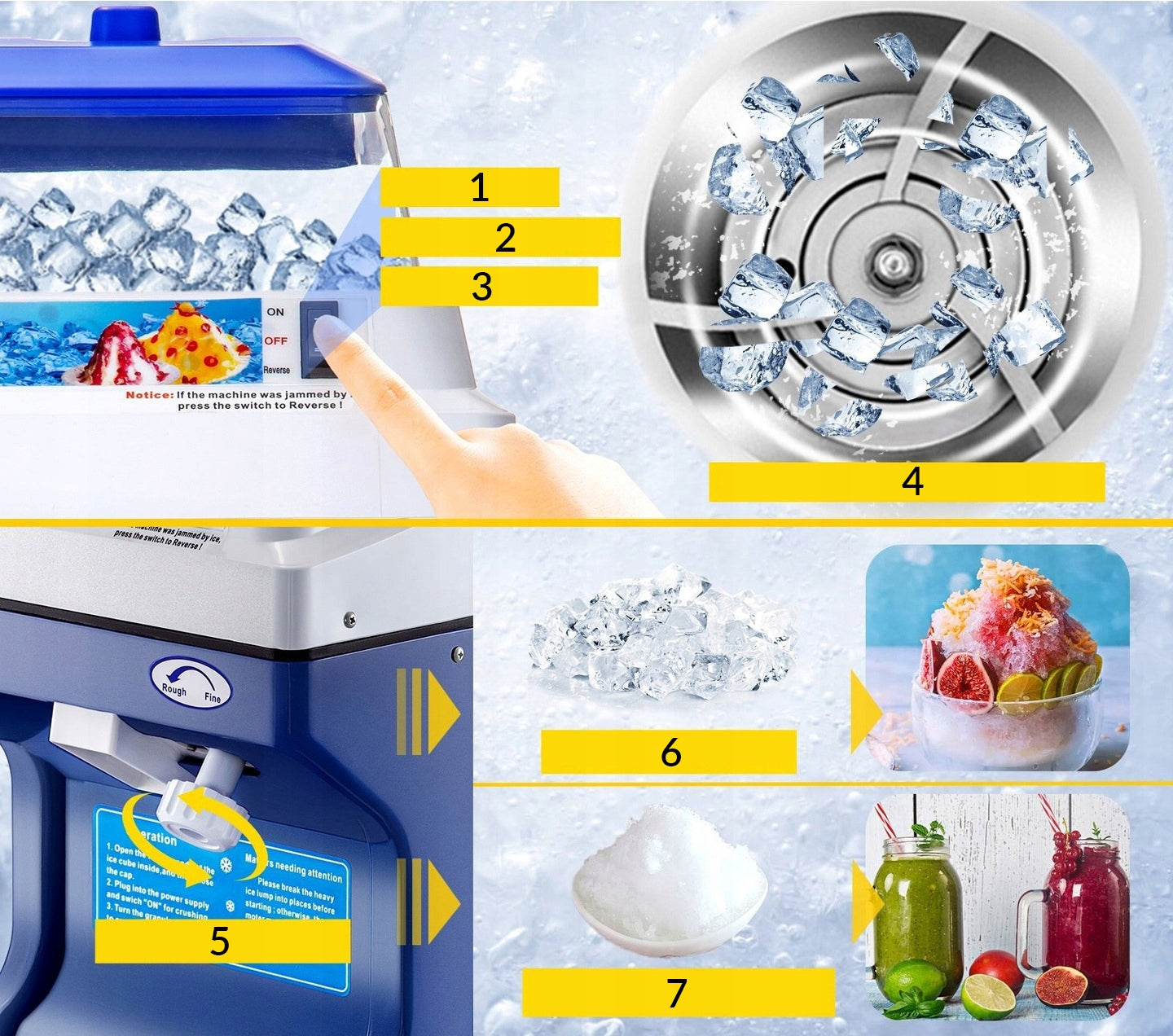 Elektrinis ledo smulkintuvas ir granitorius – gastro ledo gaminimo aparatas Xtech SICB-S1